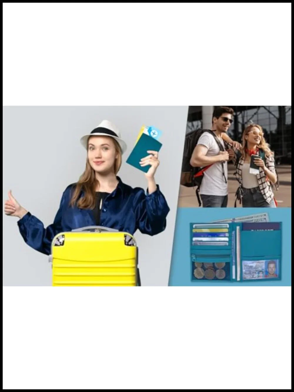 Genuine Leather RFID Passport Wallet Bifold Travel Accessory